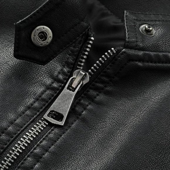 Black Mens PU Leather Jacket - Picture 7 of 7